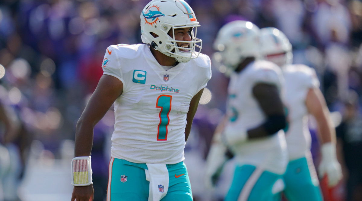 Dolphins’ Tua Tagovailoa Reacts to Six-Touchdown Performance