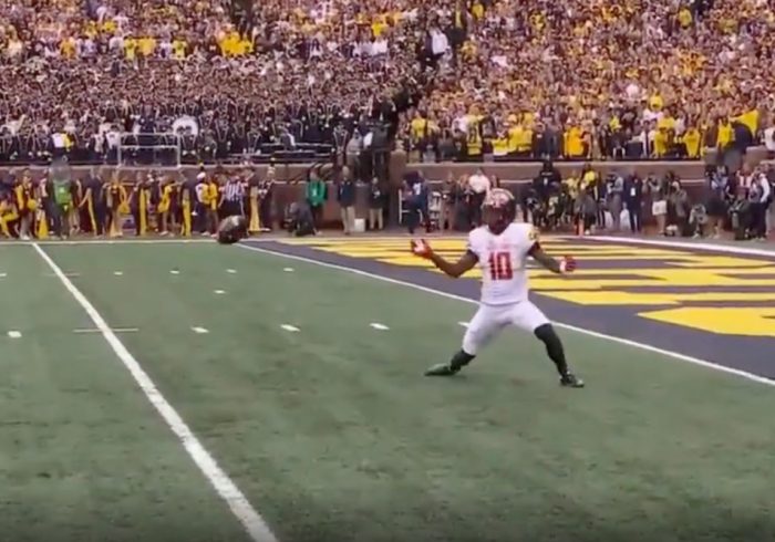 Maryland KR Takes Kickoff Off Helmet Leading to Michigan TD