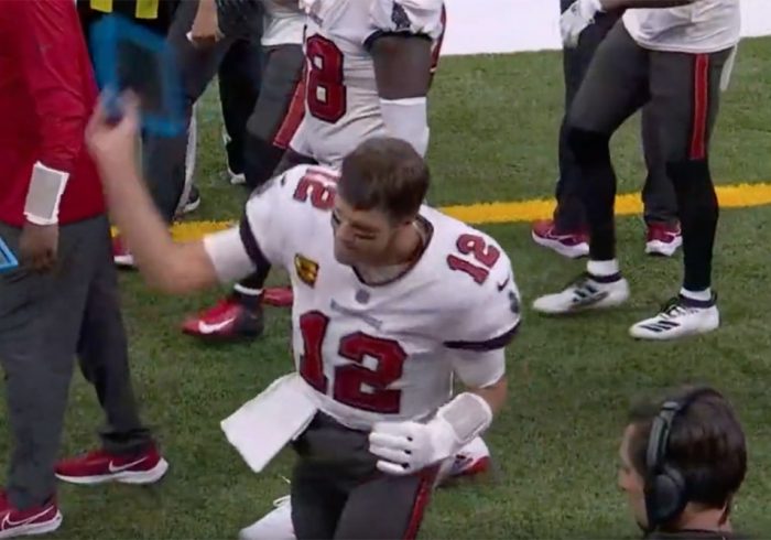 Tom Brady Spikes Another Tablet on Sideline Against Saints