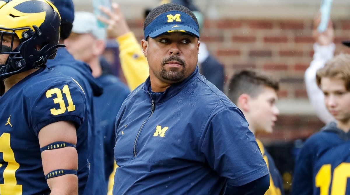 Michigan Coach Mike Hart Carted Off Field During Game