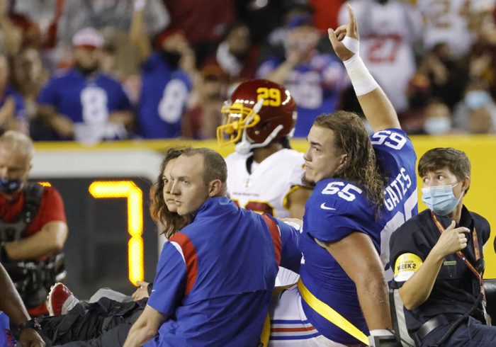 Report: Giants’ Nick Gates Activated After Gruesome Leg Injury