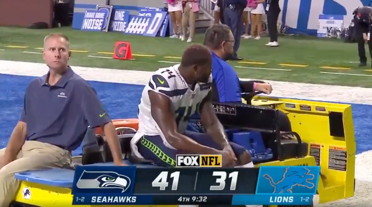 Seahawks’ DK Metcalf Carted Off Field for a Bathroom Break (Video)