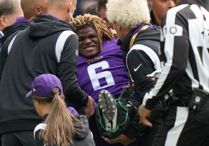 Vikings’ Lewis Cine Taken to Hospital After Leg Injury vs. Saints