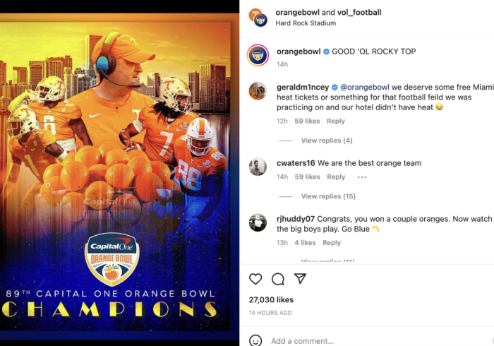 Tennessee’s Mincey Calls Out Orange Bowl Over Field, Hotel Conditions