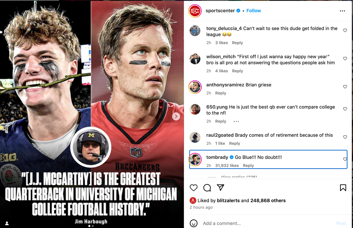 Tom Brady Had Perfect Four-Word Reply to J.J. McCarthy Being Named Best Michigan QB Ever