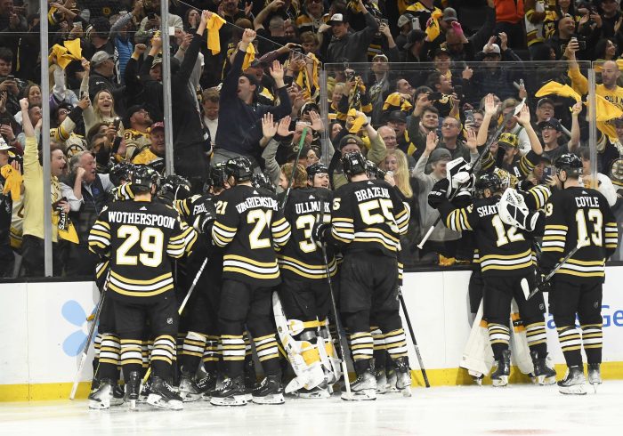 Bruins Show Footage of Sad Fans in Maple Leaf Square on Jumbotron After Game 7 Win