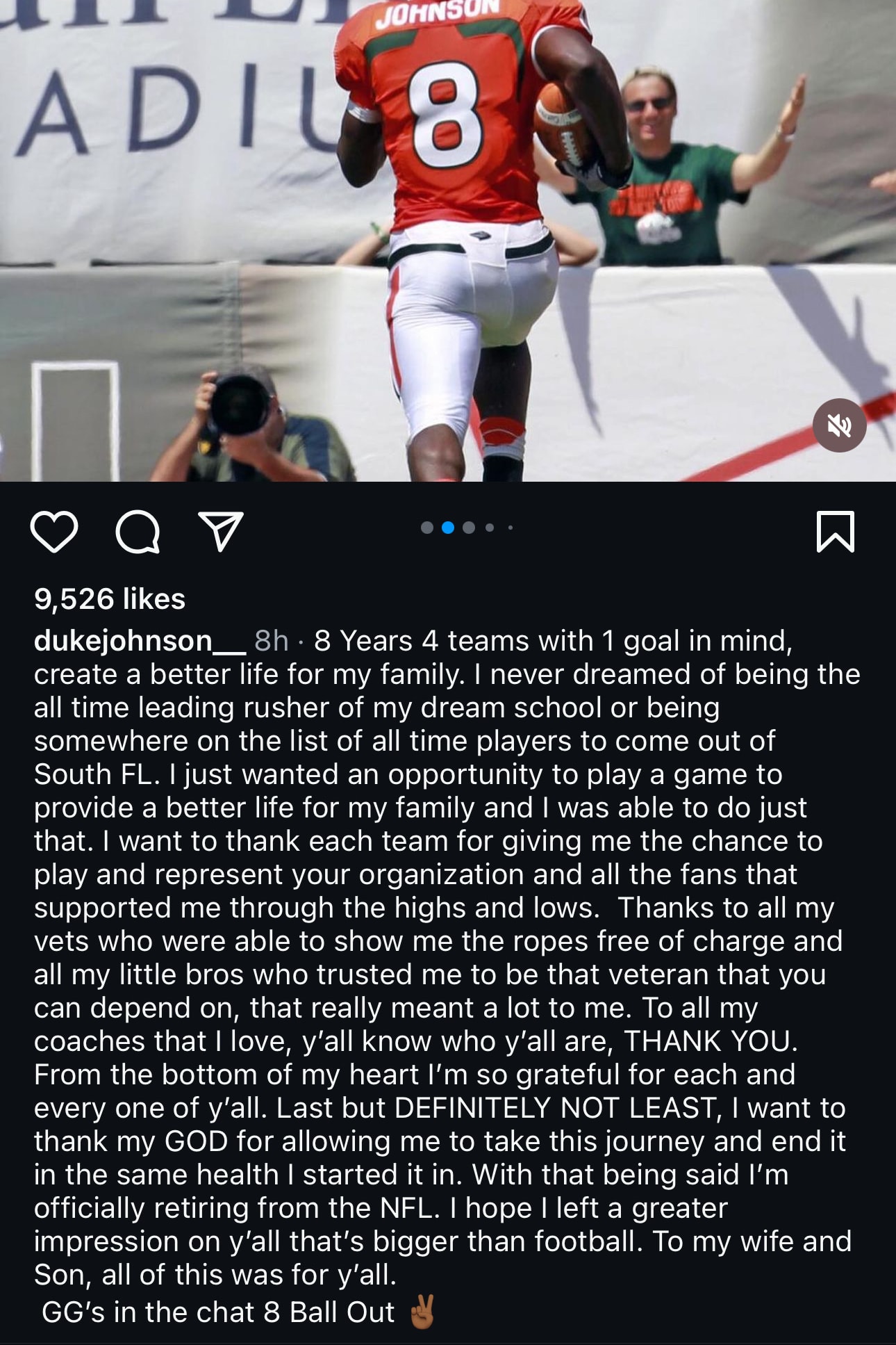 Duke Johnson Announces Retirement After Eight NFL Seasons