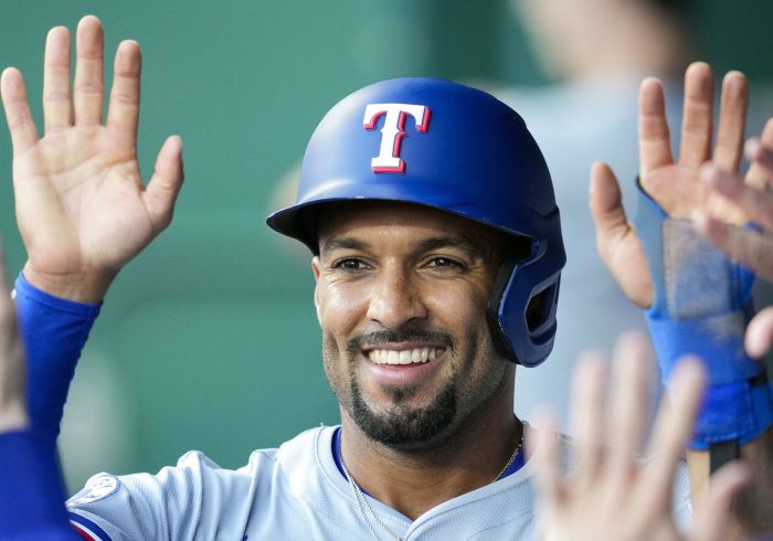 Rangers' Marcus Semien Crushes a Home Run Off First Pitch vs. A's