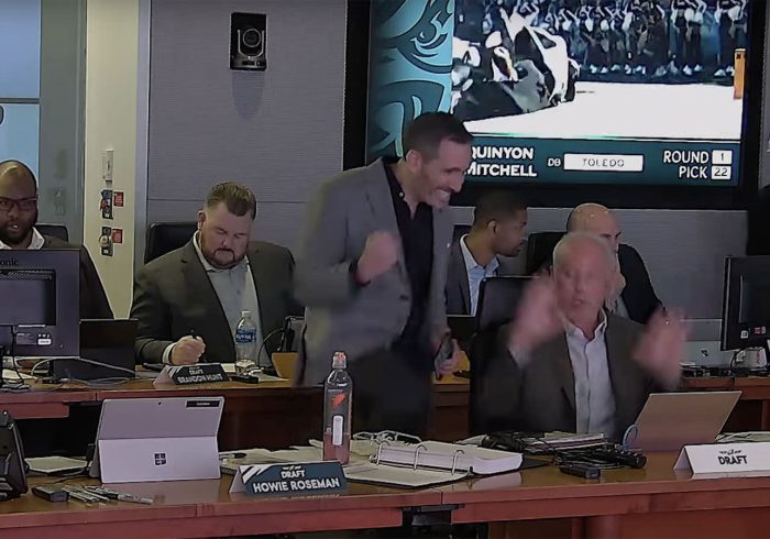 Video Captured Eagles GM's Hyped Reaction That Rams Didn't Select Cooper DeJean