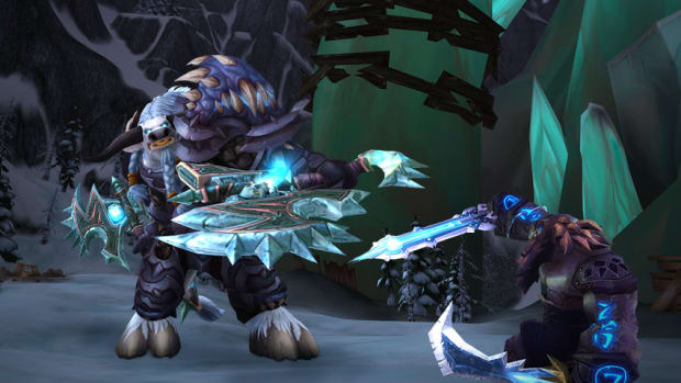  A frost death knight wields his blades.